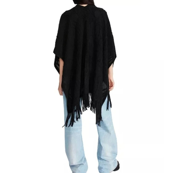 Steve Madden Medallion Brushed Topper Kimono Indie Sleeze Fringe Boho Hippie - Picture 2 of 8